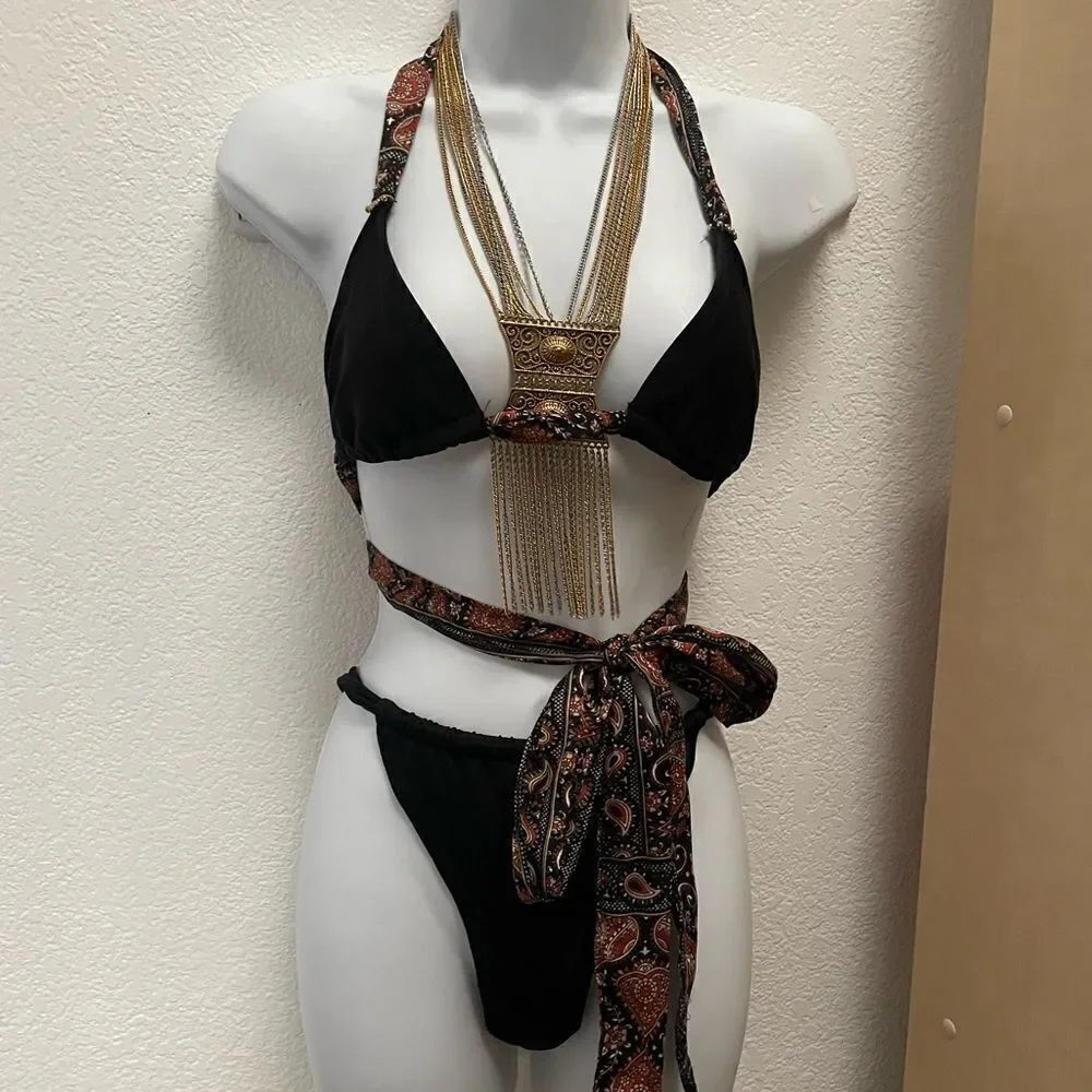 Handmade scarf bikini top